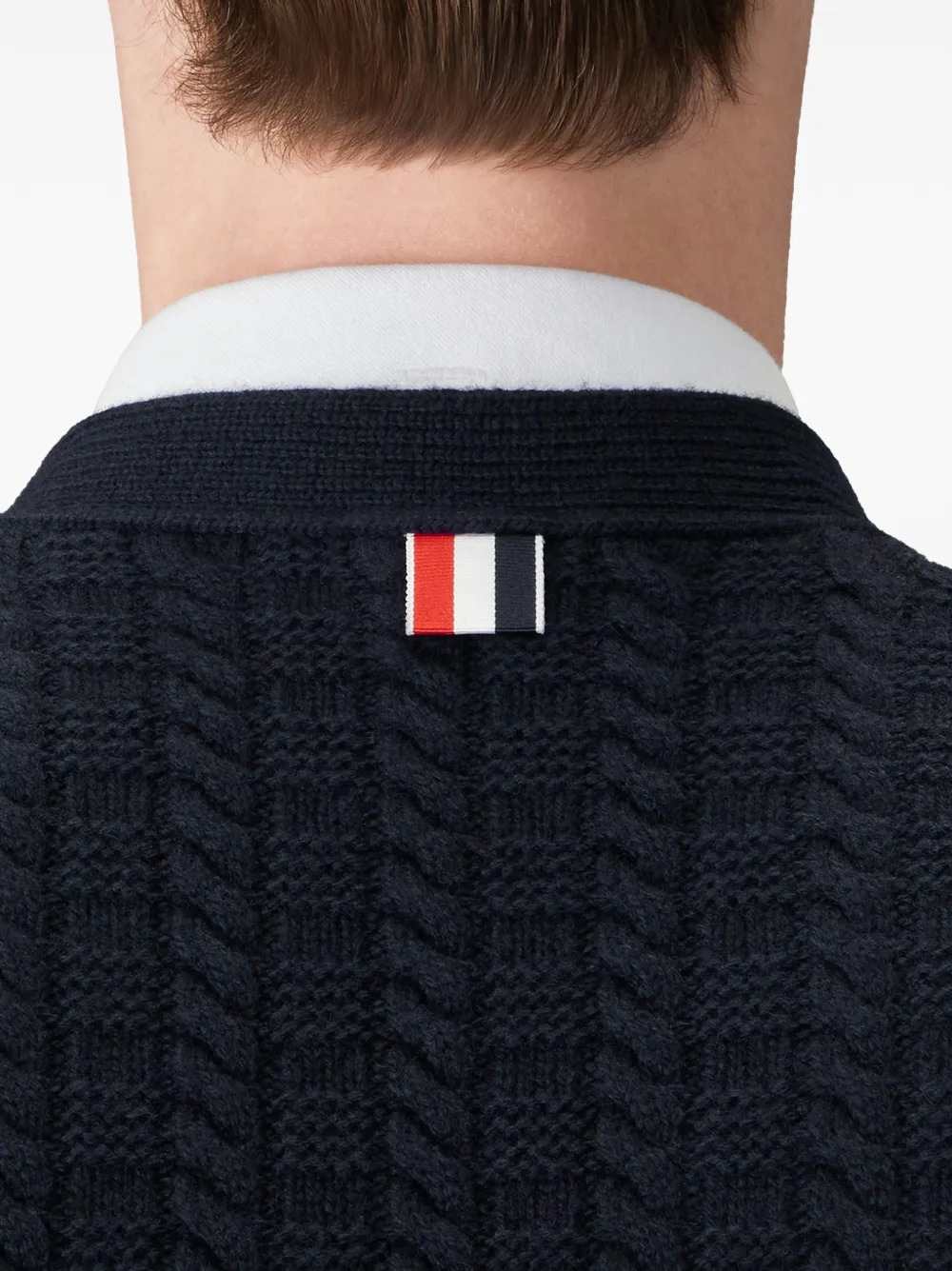 Thom Browne Men Merino Wool Anchor Cardigan With 4-Bar Detail THOM BROWNE