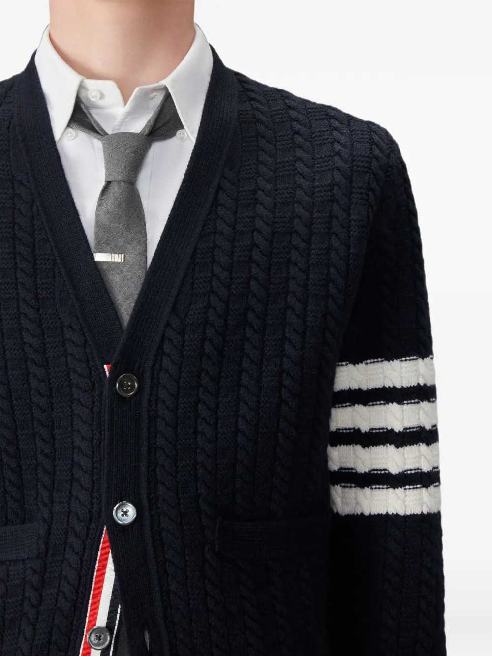 Thom Browne Men Merino Wool Anchor Cardigan With 4-Bar Detail THOM BROWNE