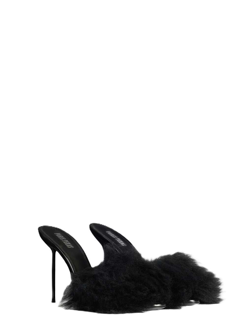 Paris Texas Women Furry Mule In Soft Fur With Patent Leather Inserts PARIS TEXAS