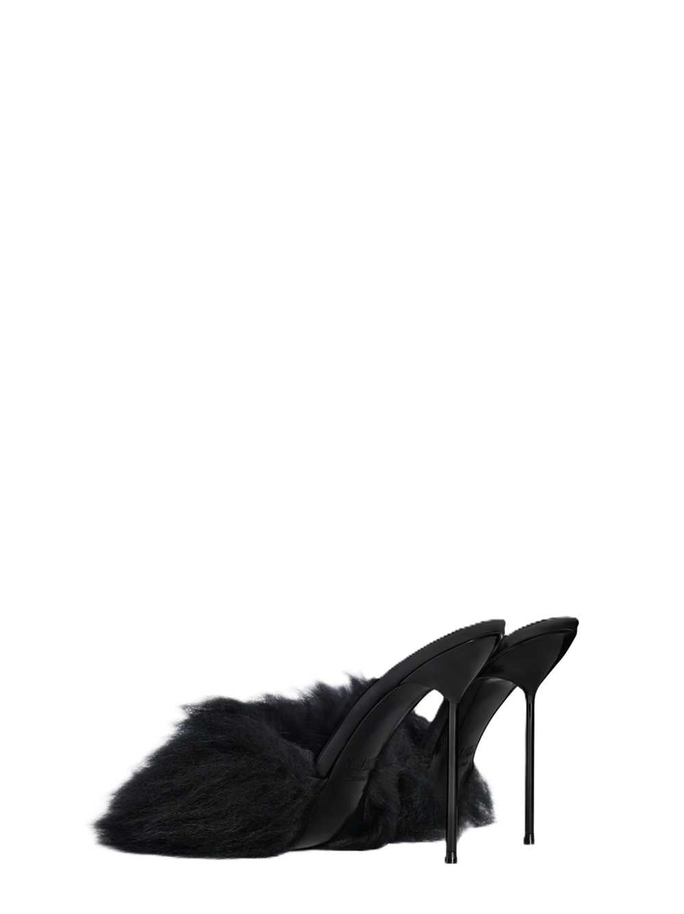 Paris Texas Women Furry Mule In Soft Fur With Patent Leather Inserts PARIS TEXAS