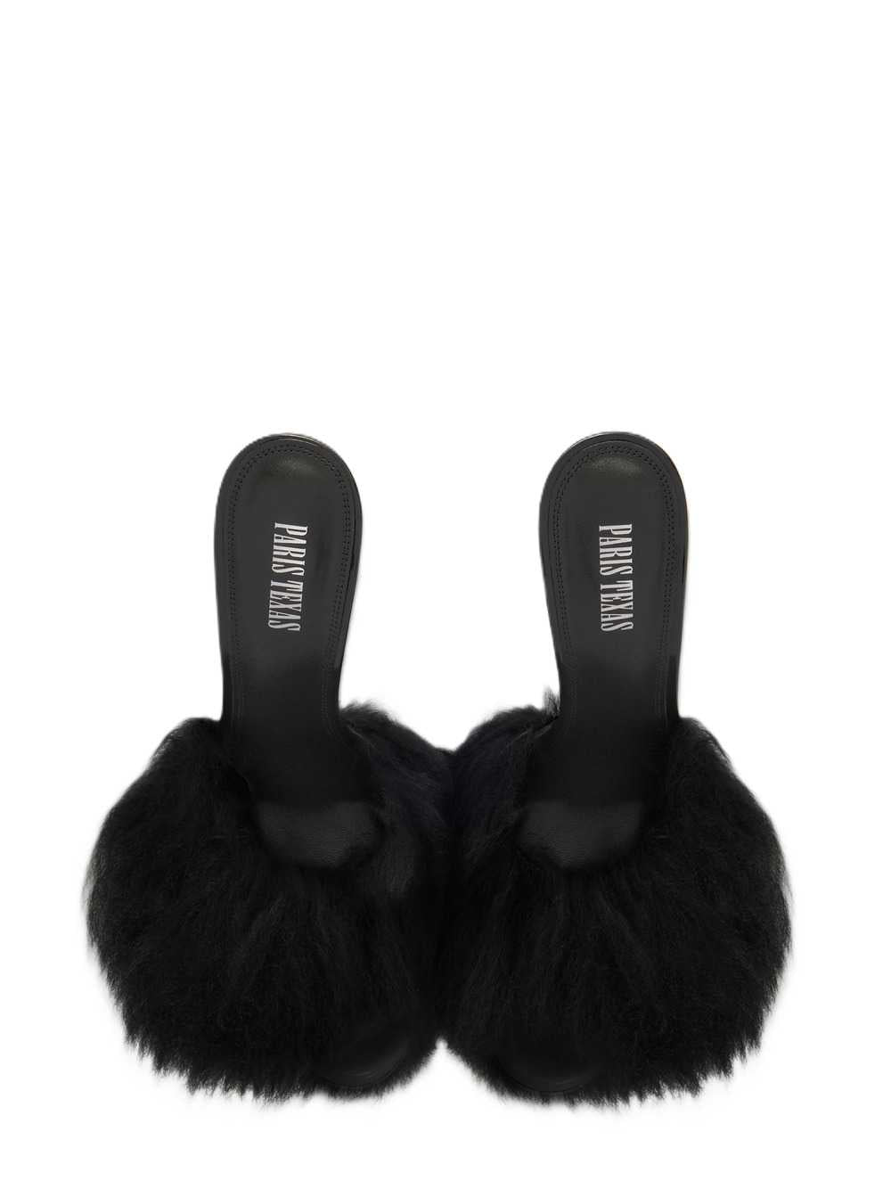 Paris Texas Women Furry Mule In Soft Fur With Patent Leather Inserts PARIS TEXAS