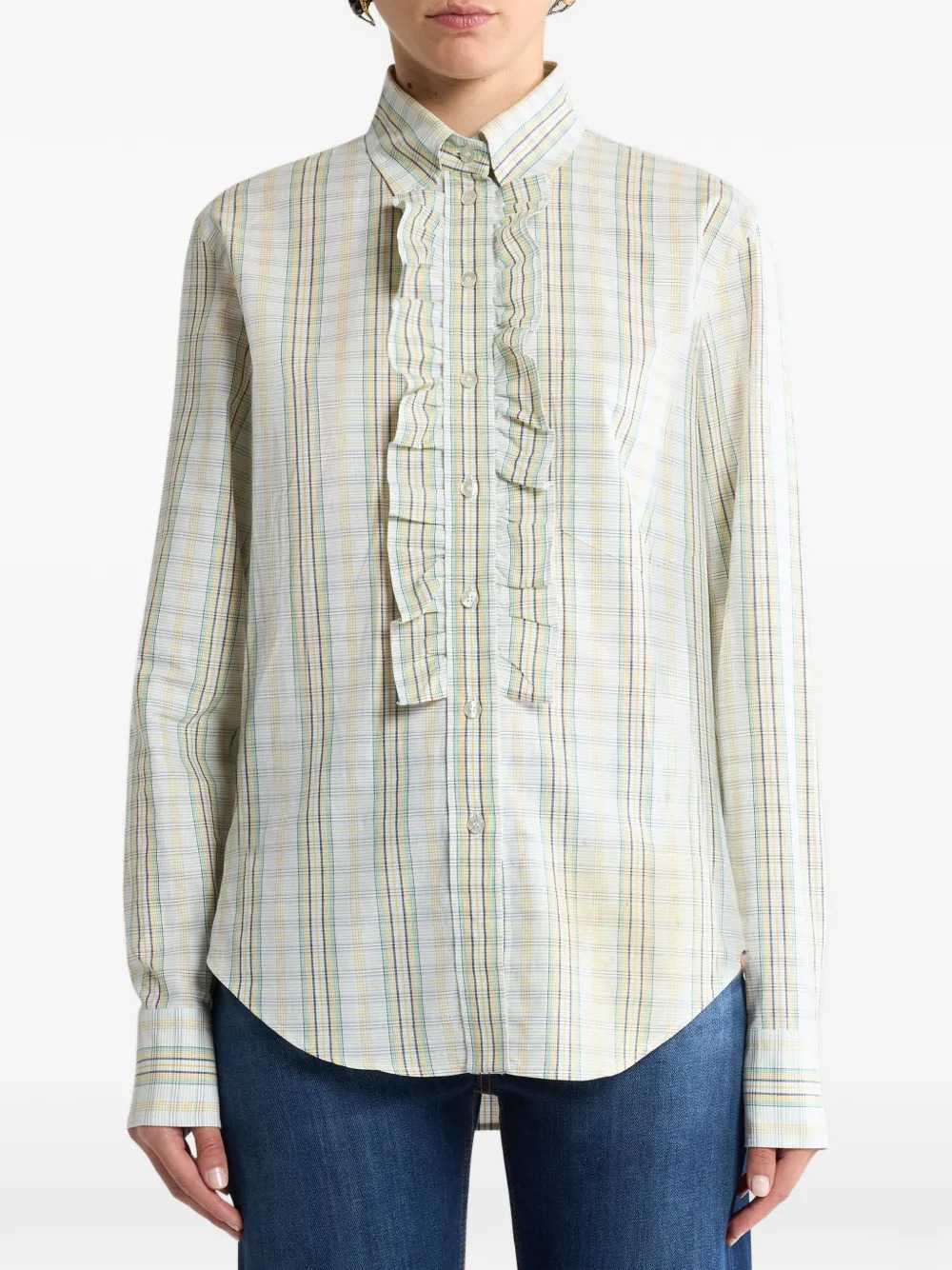 Etro Women Cotton Shirt With A Bib Front And A Checkered Pattern ETRO