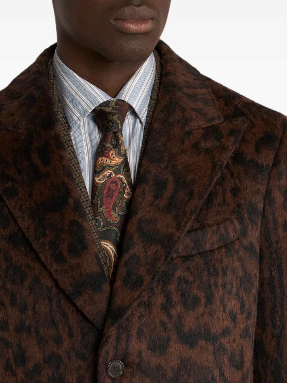 Etro Men Jacquard Coat With Animal Print ETRO