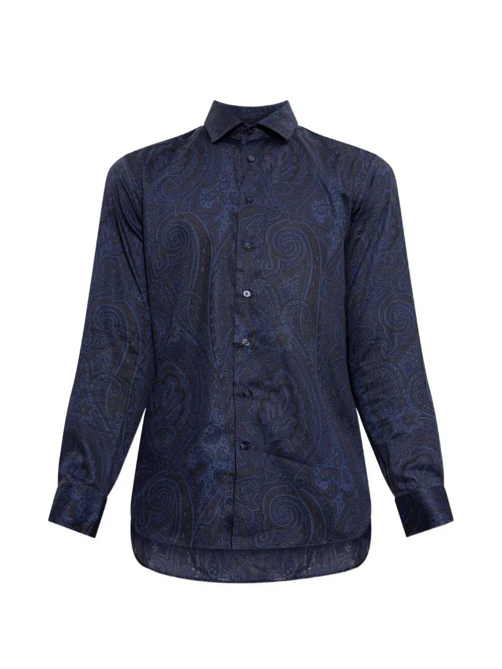 Etro Men Cotton Sateen Shirt With Arnica Motif ETRO