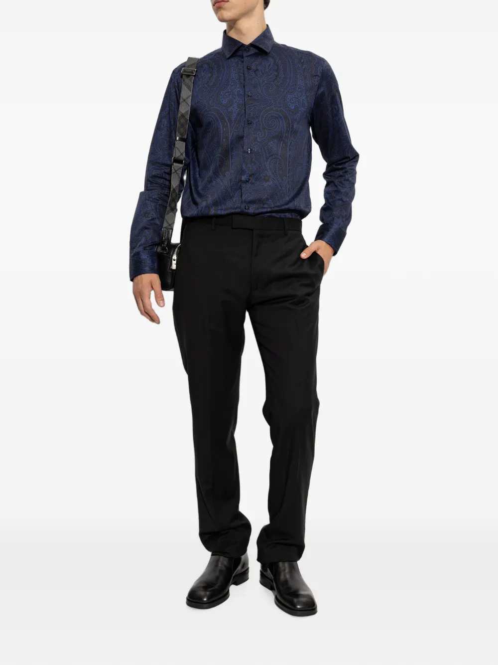 Etro Men Cotton Sateen Shirt With Arnica Motif ETRO
