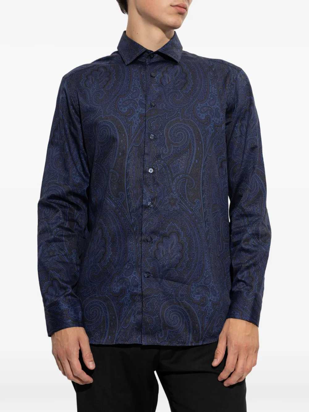 Etro Men Cotton Sateen Shirt With Arnica Motif ETRO