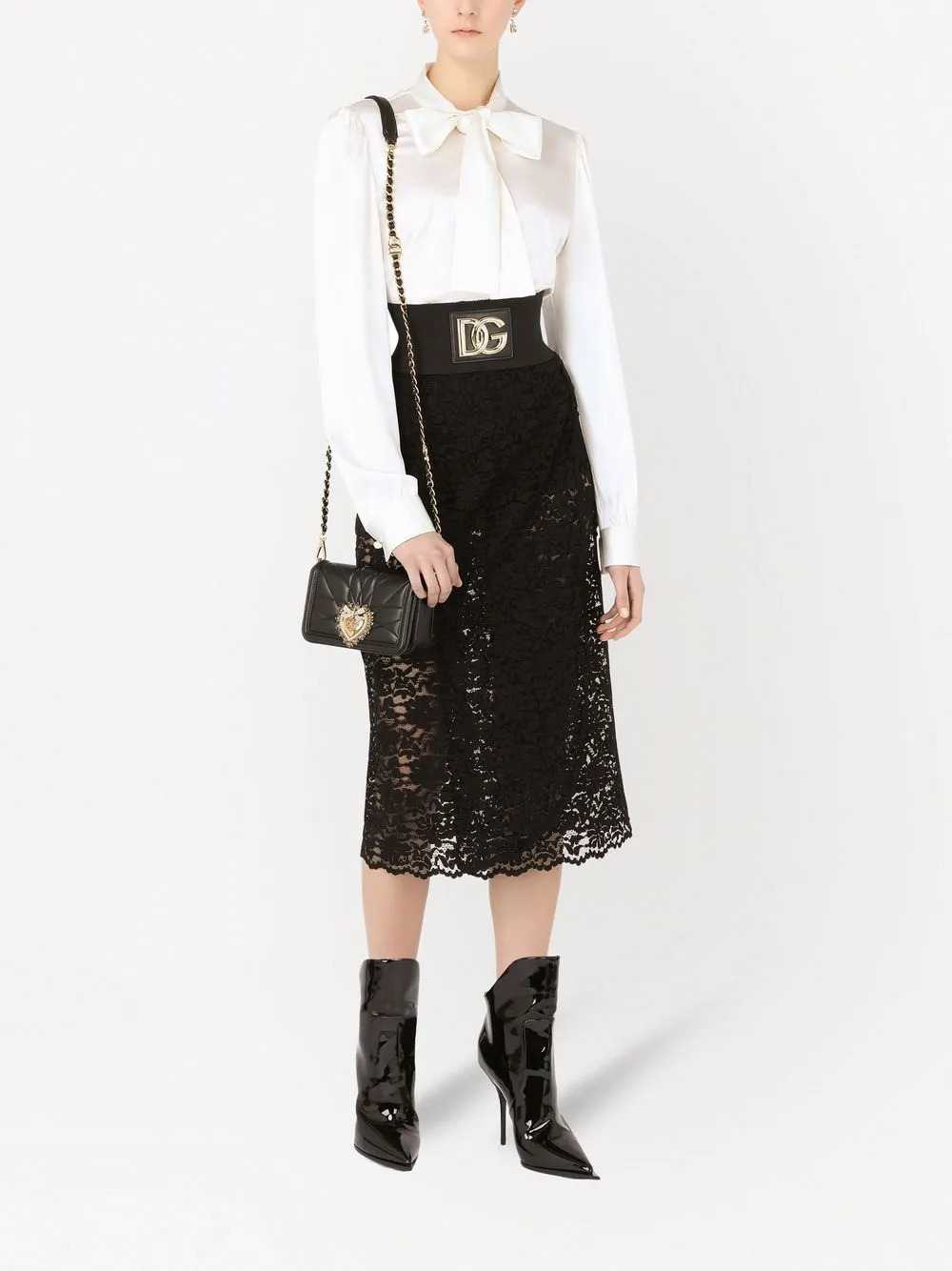 Dolce & Gabbana Women Floral Lace Midi Skirt DOLCE & GABBANA