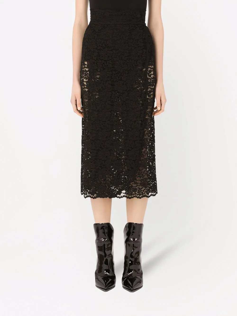 Dolce & Gabbana Women Floral Lace Midi Skirt DOLCE & GABBANA