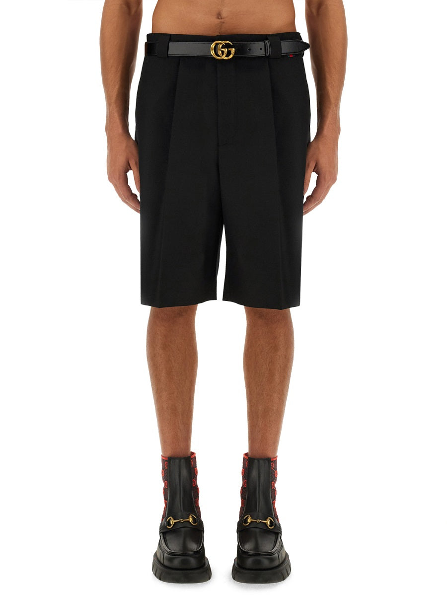 Gucci Men Wool Blend Twill Shorts GUCCI