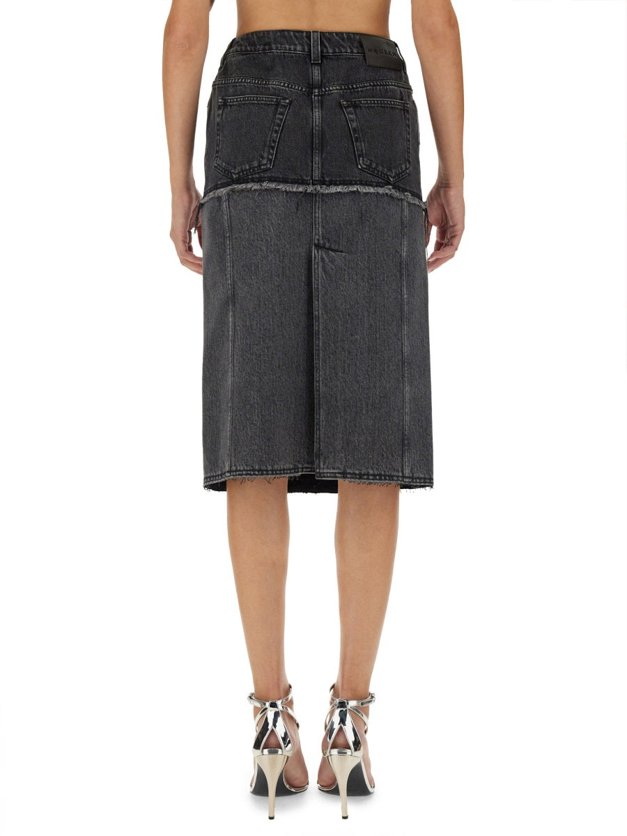 Alexander Mcqueen Women Two-Tone Denim Skirt ALEXANDER MCQUEEN