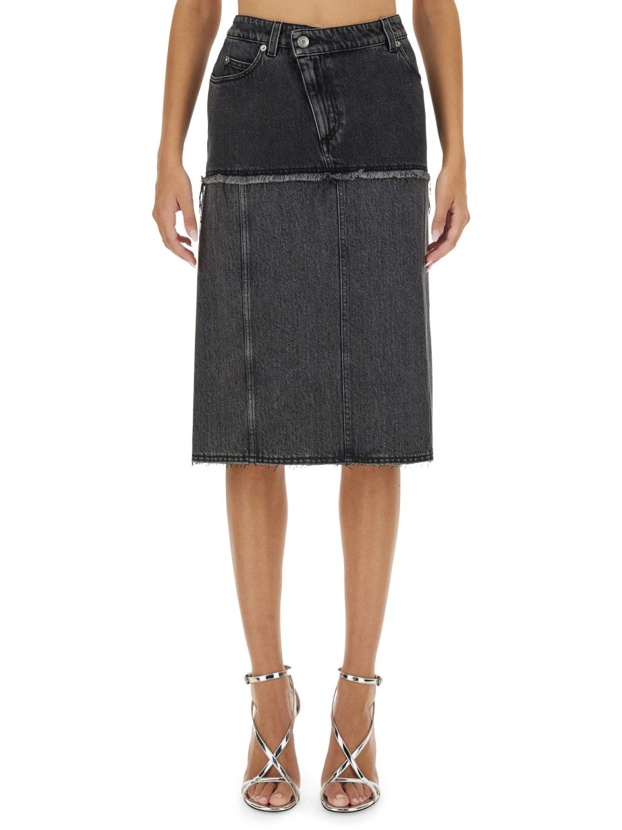 Alexander Mcqueen Women Two-Tone Denim Skirt ALEXANDER MCQUEEN