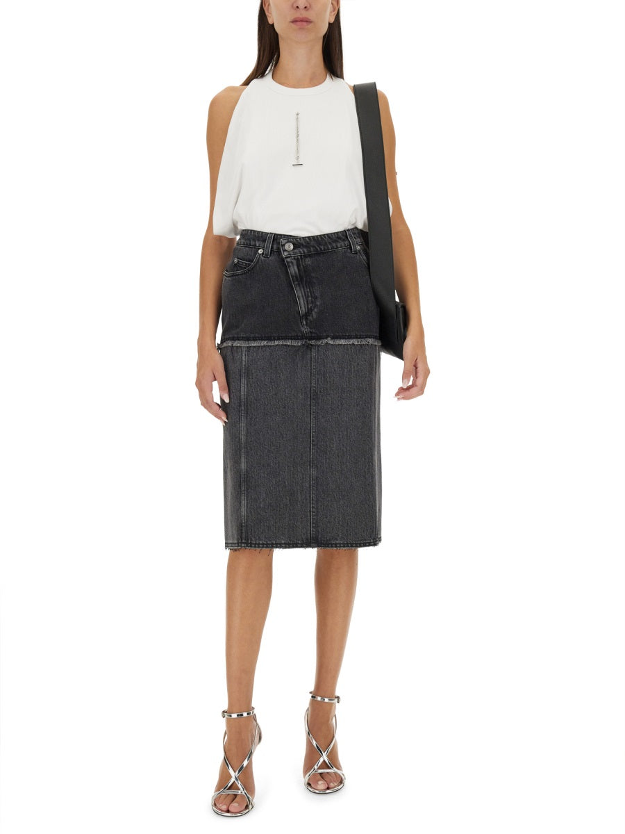 Alexander Mcqueen Women Two-Tone Denim Skirt ALEXANDER MCQUEEN