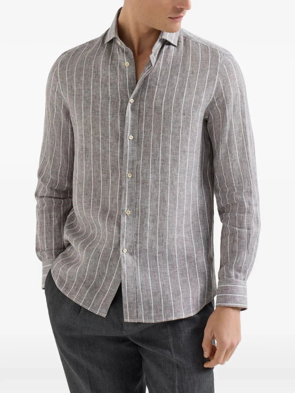 Brunello Cucinelli Men Linen Shirt BRUNELLO CUCINELLI