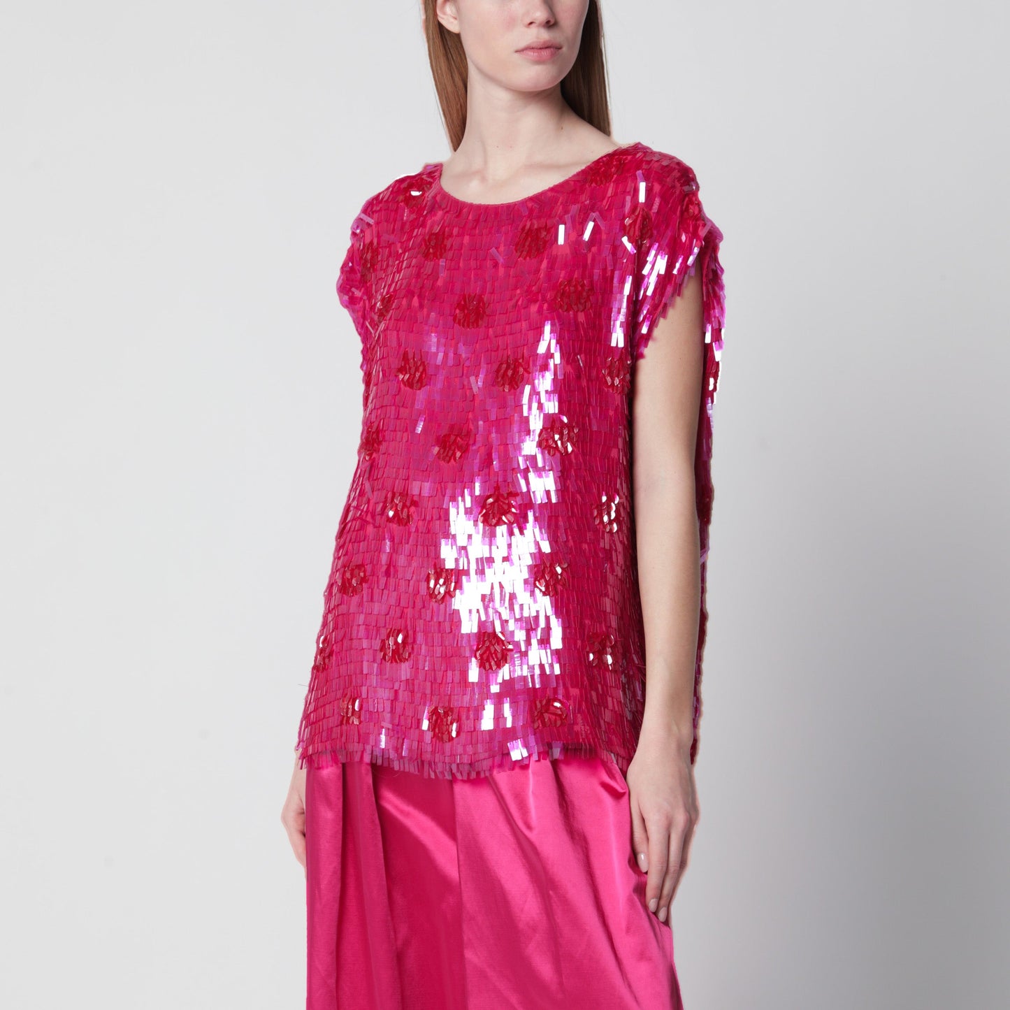 Dries Van Noten Fuchsia Silk Top With Sequins Women DRIES VAN NOTEN