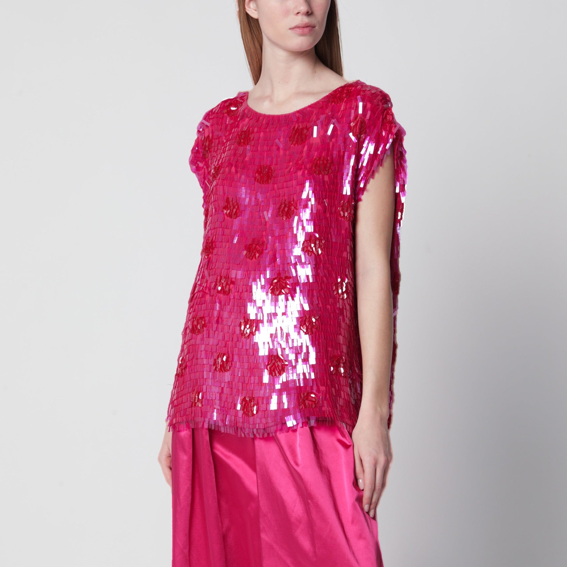 Dries Van Noten Fuchsia Silk Top With Sequins Women DRIES VAN NOTEN