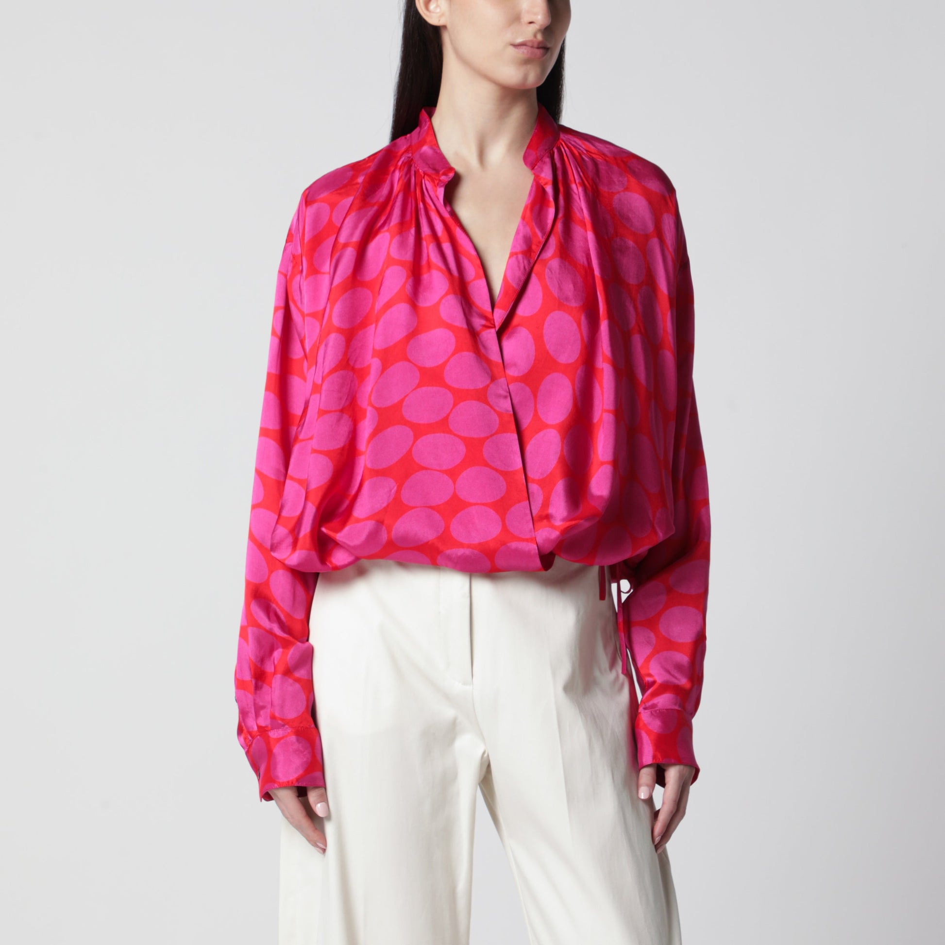 Dries Van Noten Crossed Shirt With Fuchsia Print Women DRIES VAN NOTEN