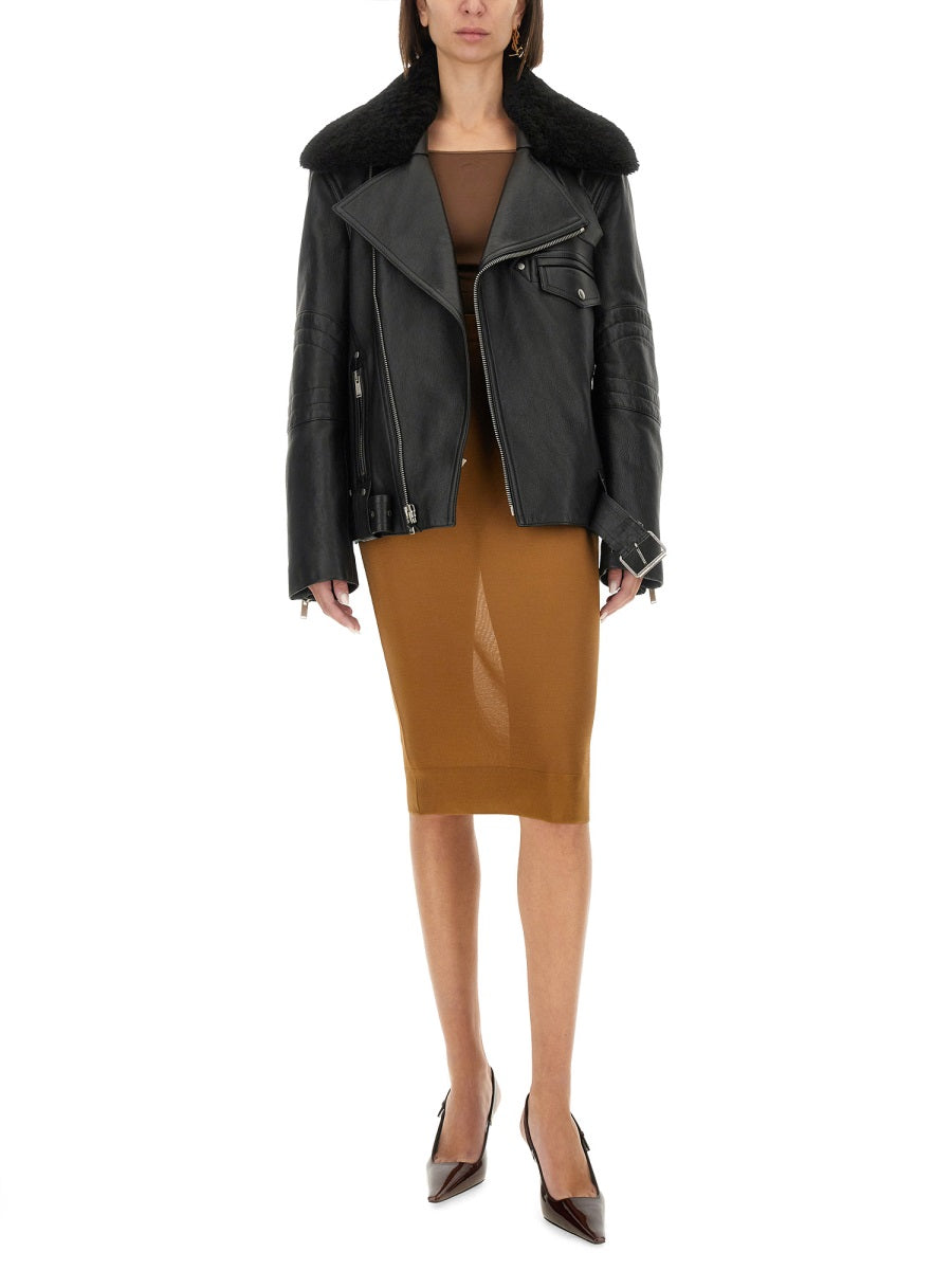 Saint Laurent Women Leather Biker Jacket SAINT LAURENT