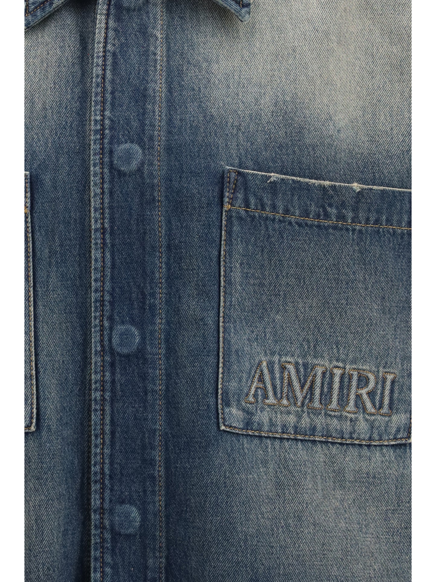 Amiri Men Embroidered Logo Denim Shirt AMIRI