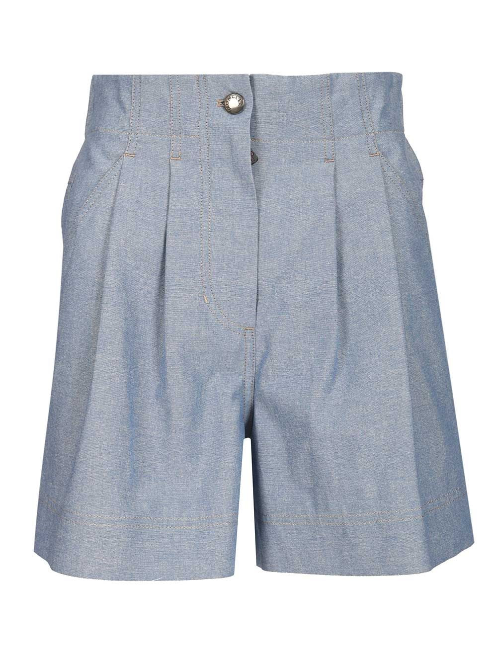 Moncler Grenoble Women Chambray Cotton Shorts MONCLER GRENOBLE