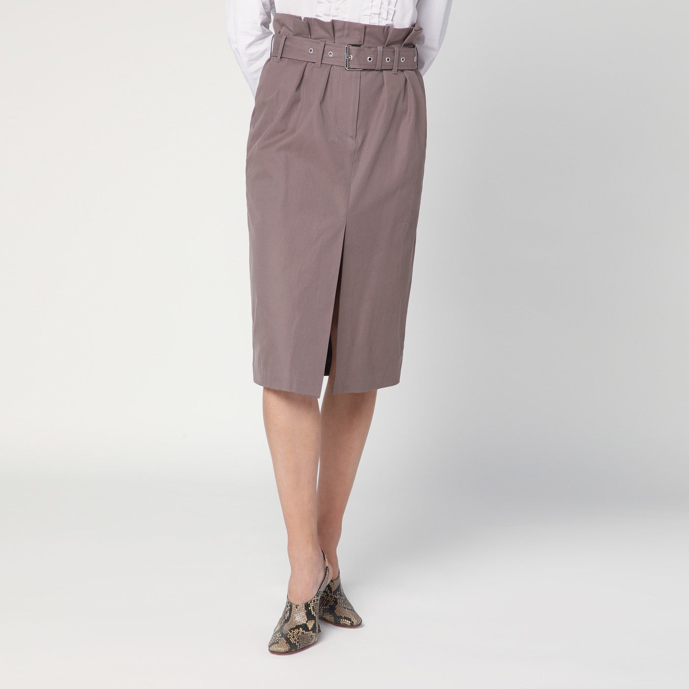 Dries Van Noten Taupe Skirt In Cotton With Belt Women DRIES VAN NOTEN
