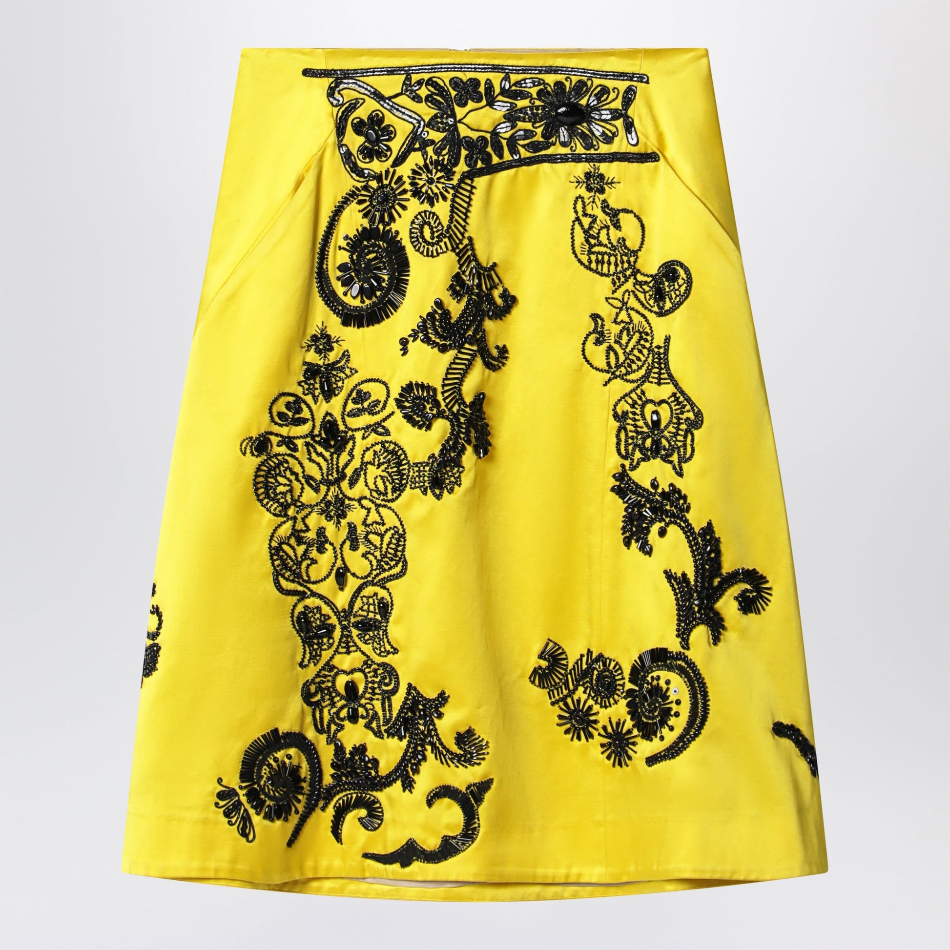Dries Van Noten Yellow Skirt With Black Sequin Embroidery Women DRIES VAN NOTEN