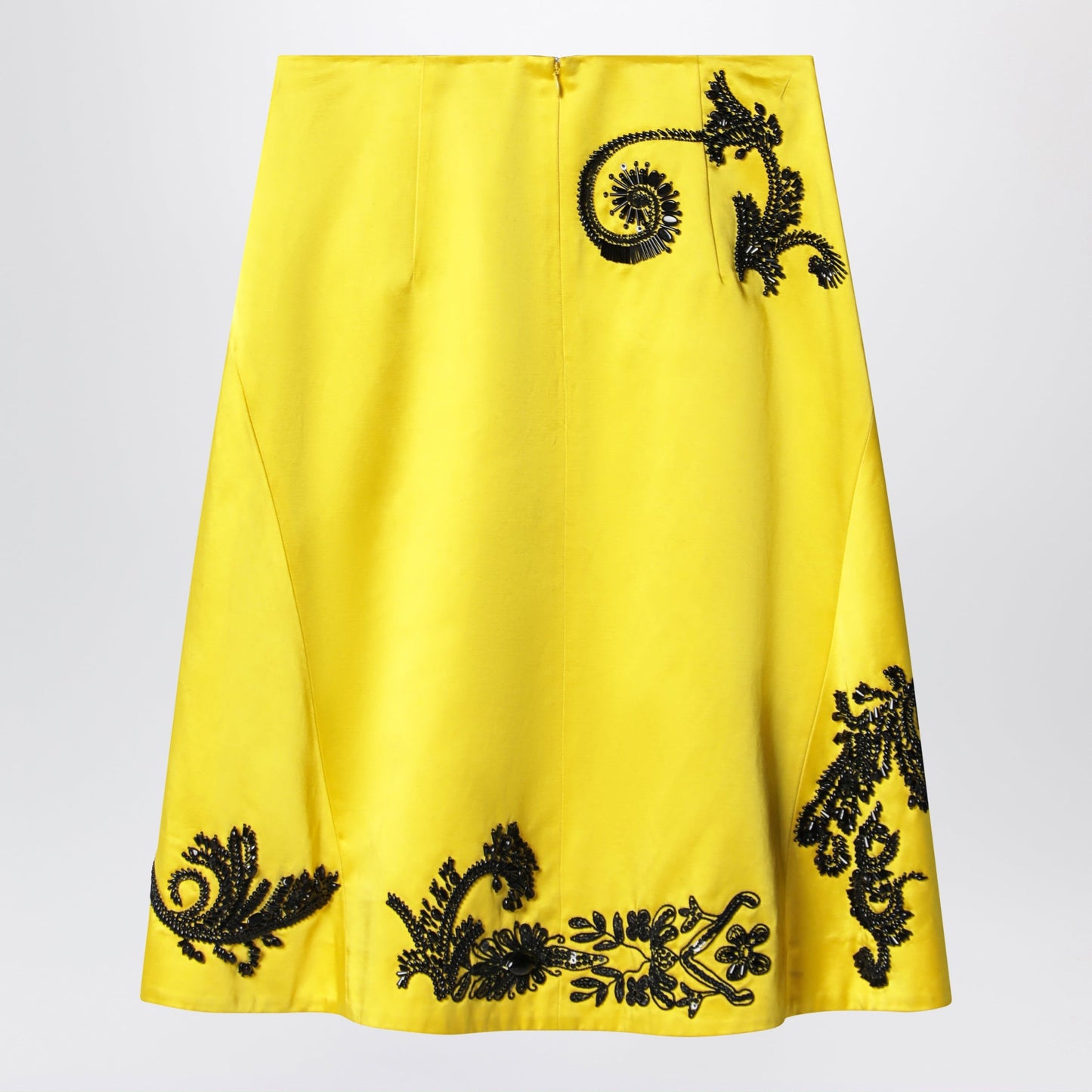 Dries Van Noten Yellow Skirt With Black Sequin Embroidery Women DRIES VAN NOTEN