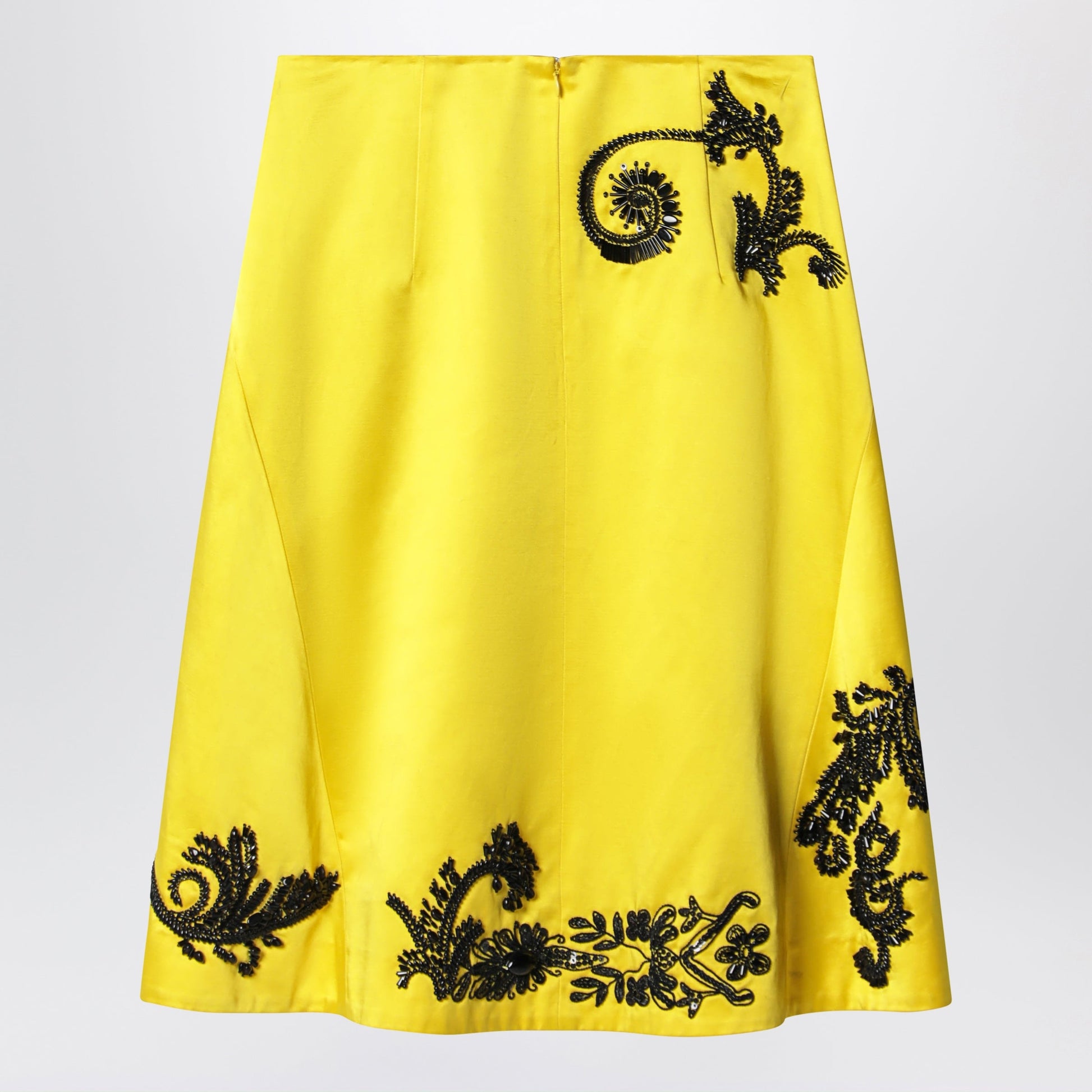 Dries Van Noten Yellow Skirt With Black Sequin Embroidery Women DRIES VAN NOTEN