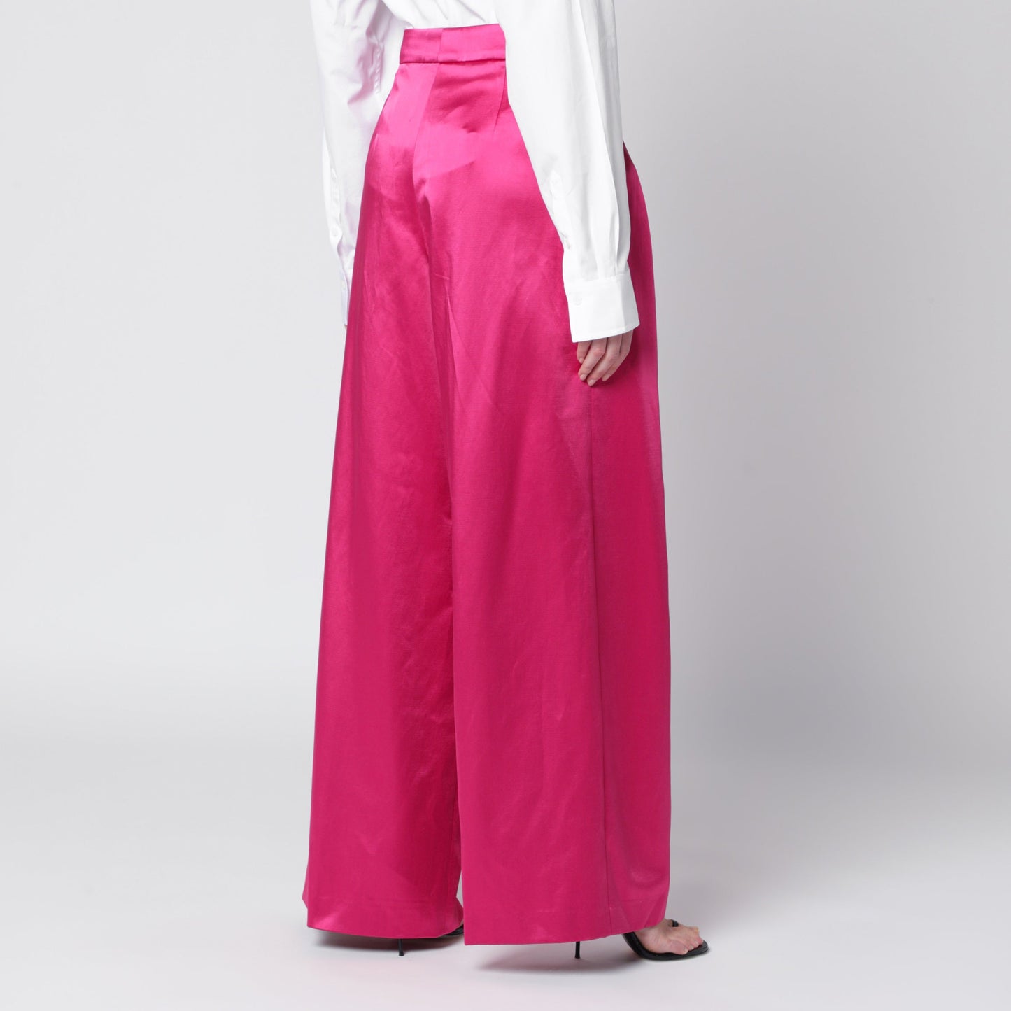 Dries Van Noten Wide Pleated Fuchsia Satin Trousers Women DRIES VAN NOTEN