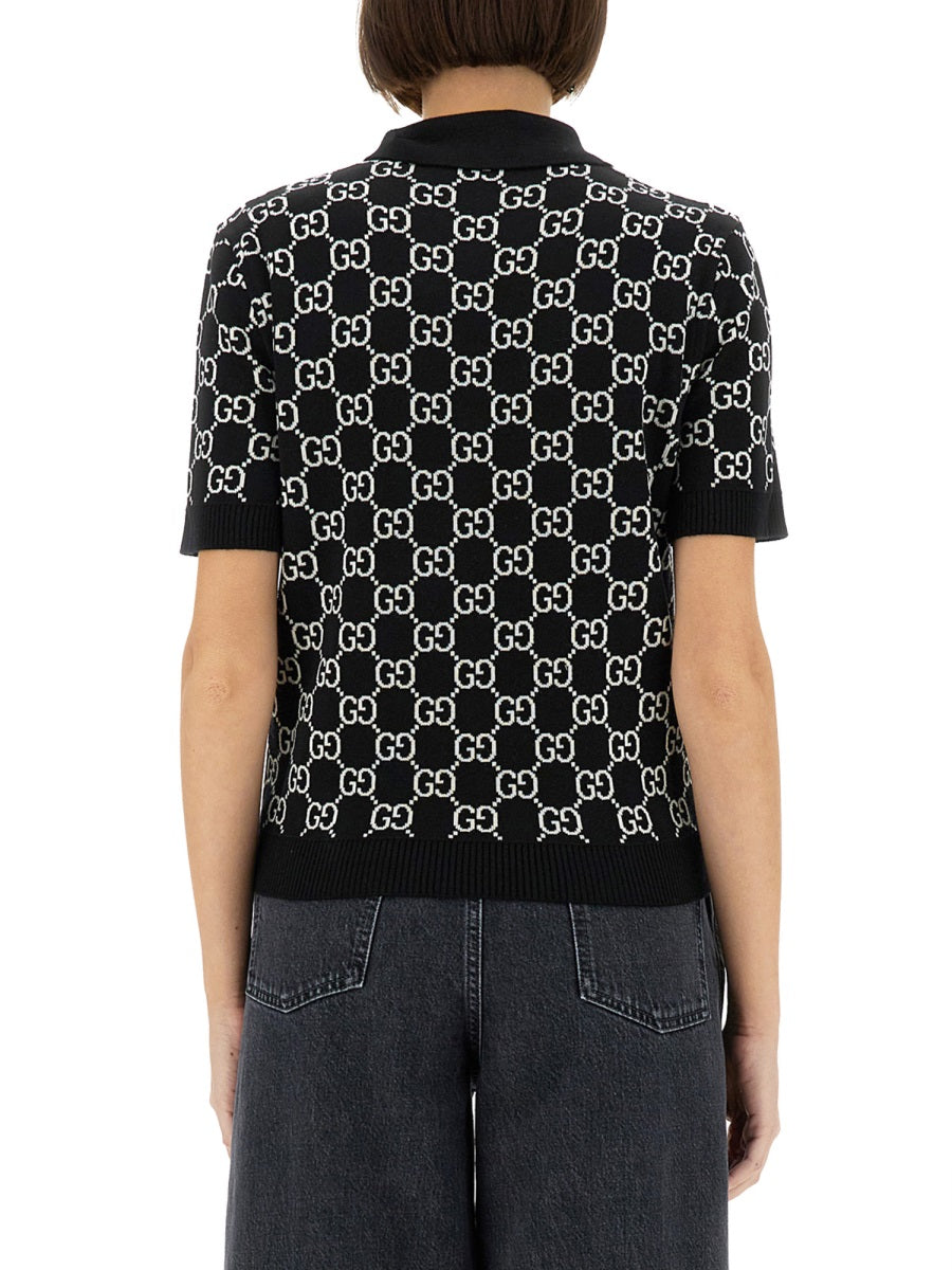 Gucci Women Gg Wool Jacquard Reversible Polo Shirt GUCCI