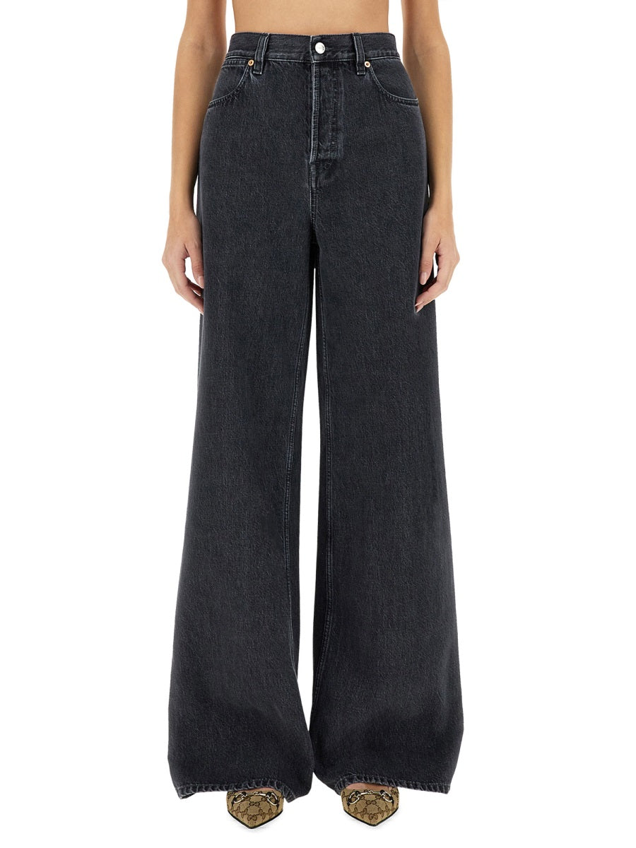 Gucci Women Wide Leg Denim Pants GUCCI