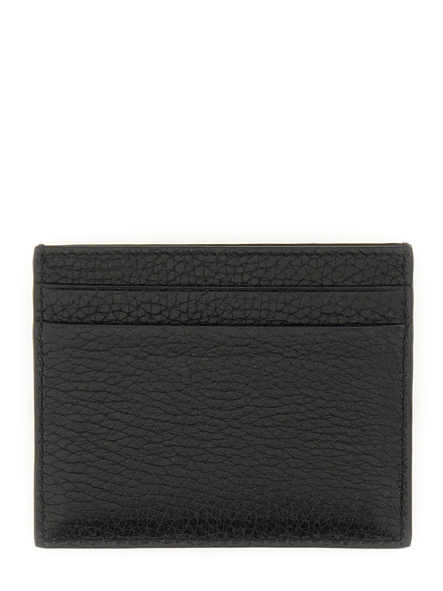 Valentino Garavani Men Garnet Calfskin "Rockstud" Card Holder VALENTINO GARAVANI