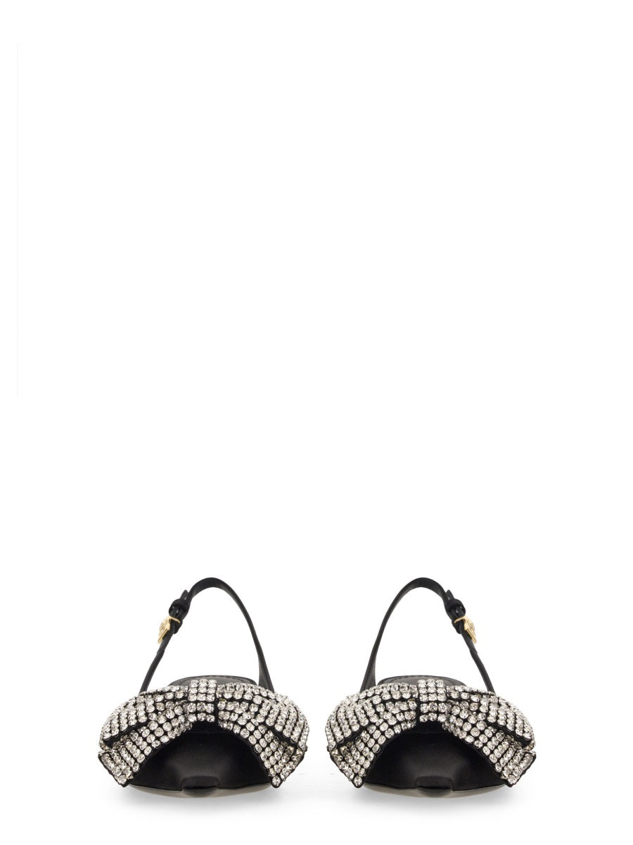 Dolce & Gabbana Women Satin Sling-Back With Rhinestone Embroidery DOLCE & GABBANA