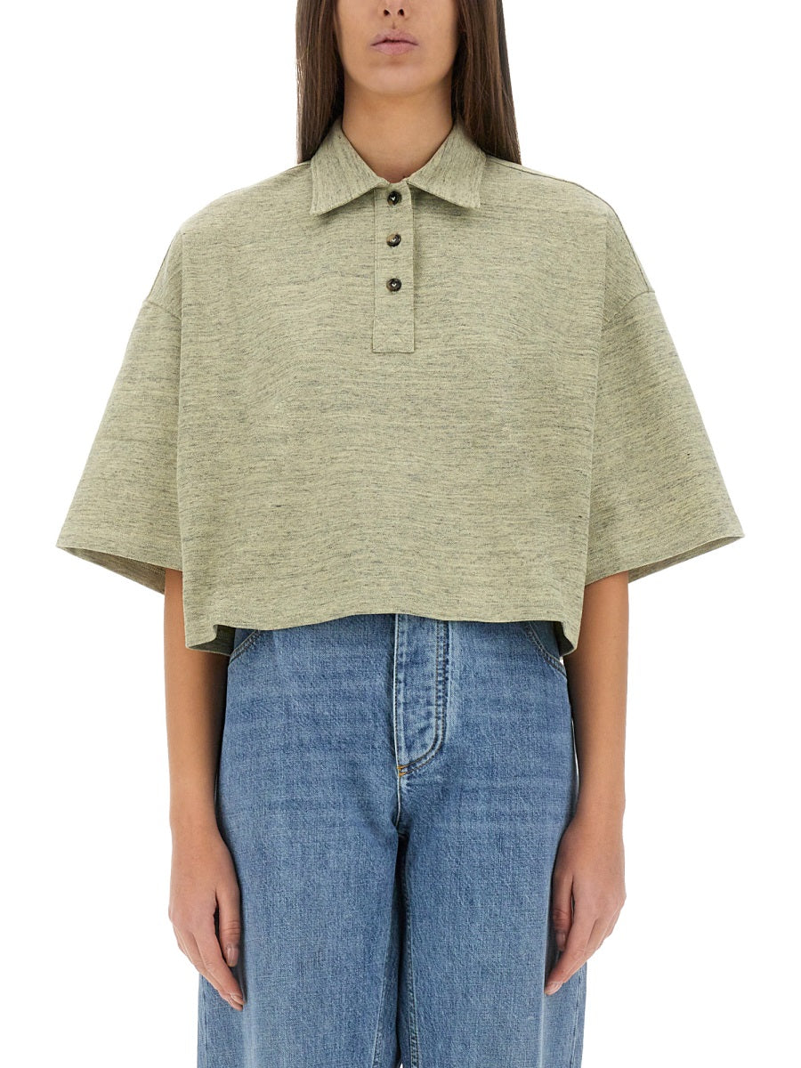 Bottega Veneta Women Cotton Pique Polo Shirt