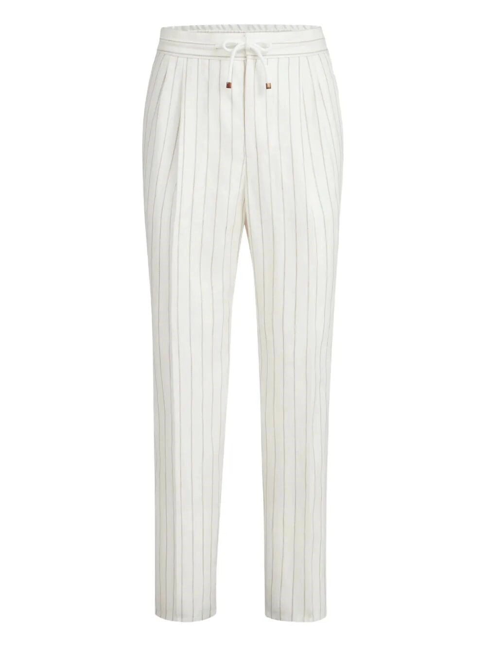 Brunello Cucinelli Men Stripe Linen Pants With Drawstring And Double Pleats BRUNELLO CUCINELLI