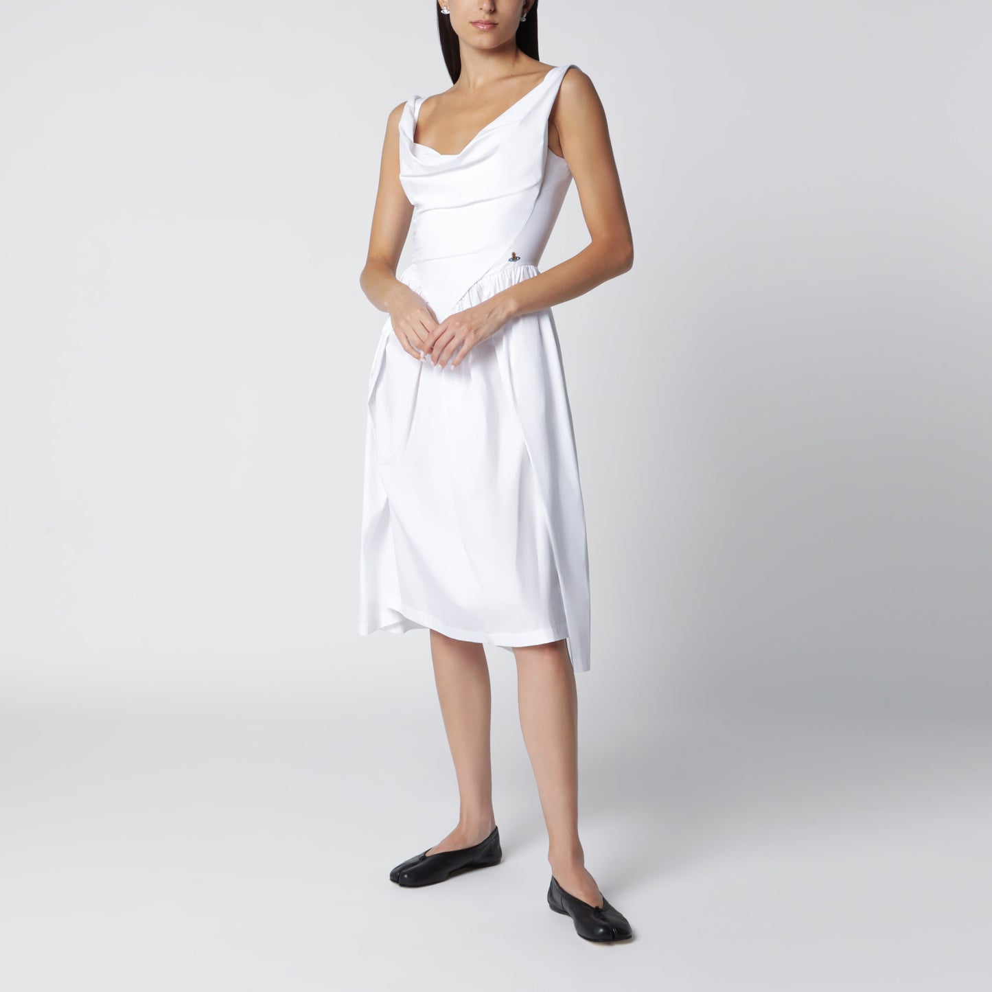 Vivienne Westwood Sunday Midi Cotton Poplin Dress In White Women VIVIENNE WESTWOOD