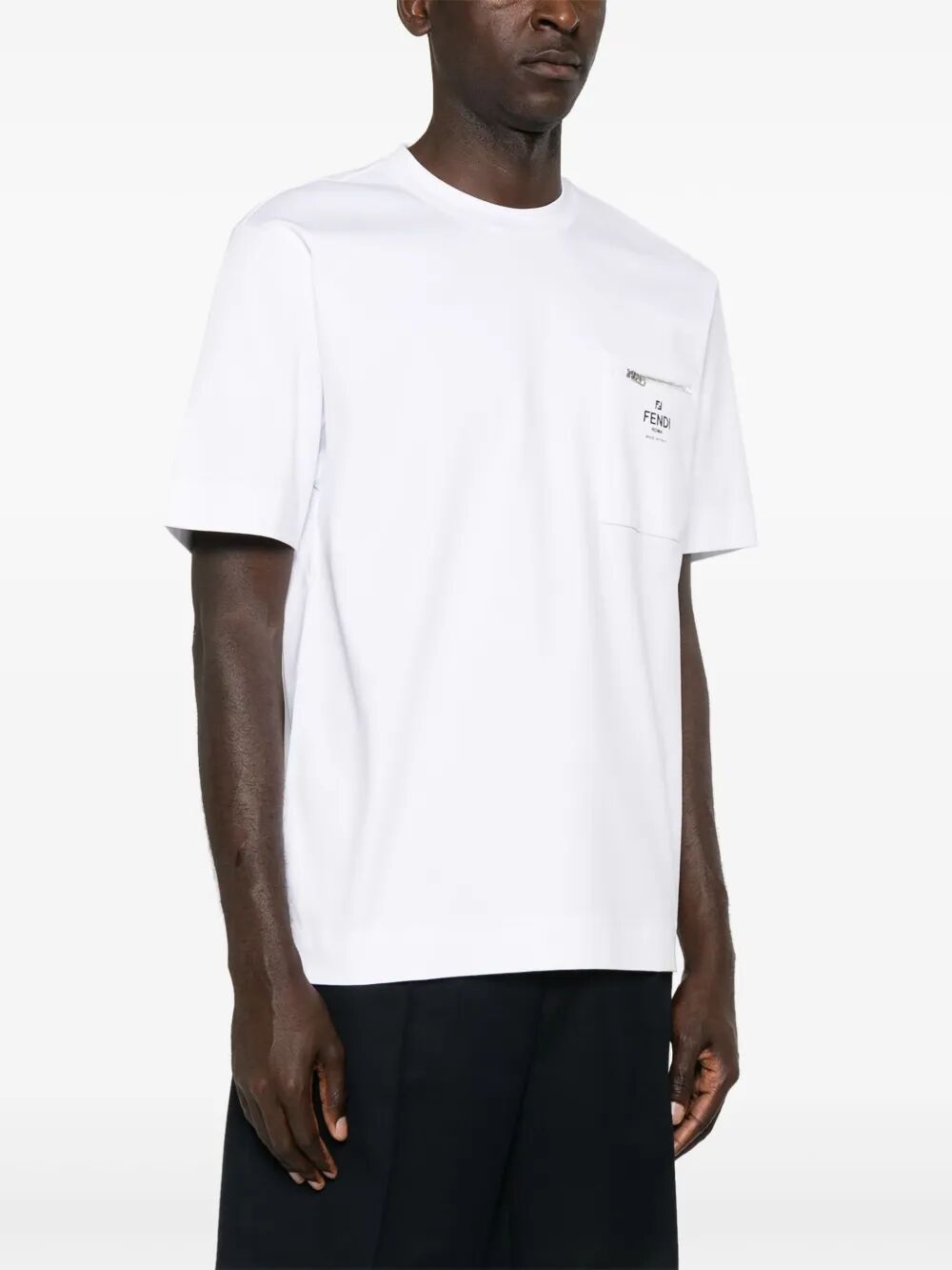 Fendi Men Zip-Detail Fendi Roma Cotton T-Shirt FENDI