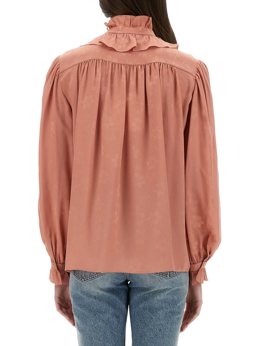 Chloé Women Fluid Silk Jacquard Blouse CHLOE