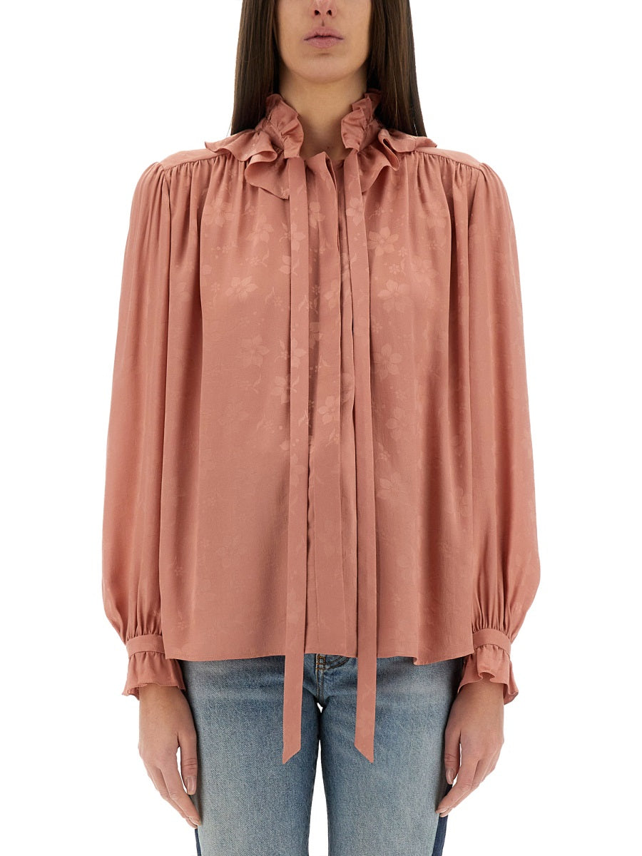 Chloé Women Fluid Silk Jacquard Blouse CHLOE