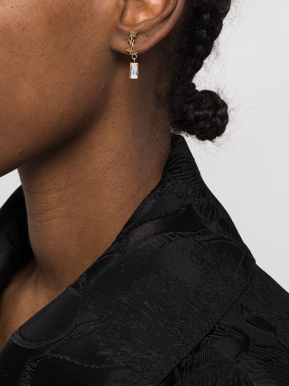 Saint Laurent Women Cassandre Single Earring In Metal And Rhinestones SAINT LAURENT