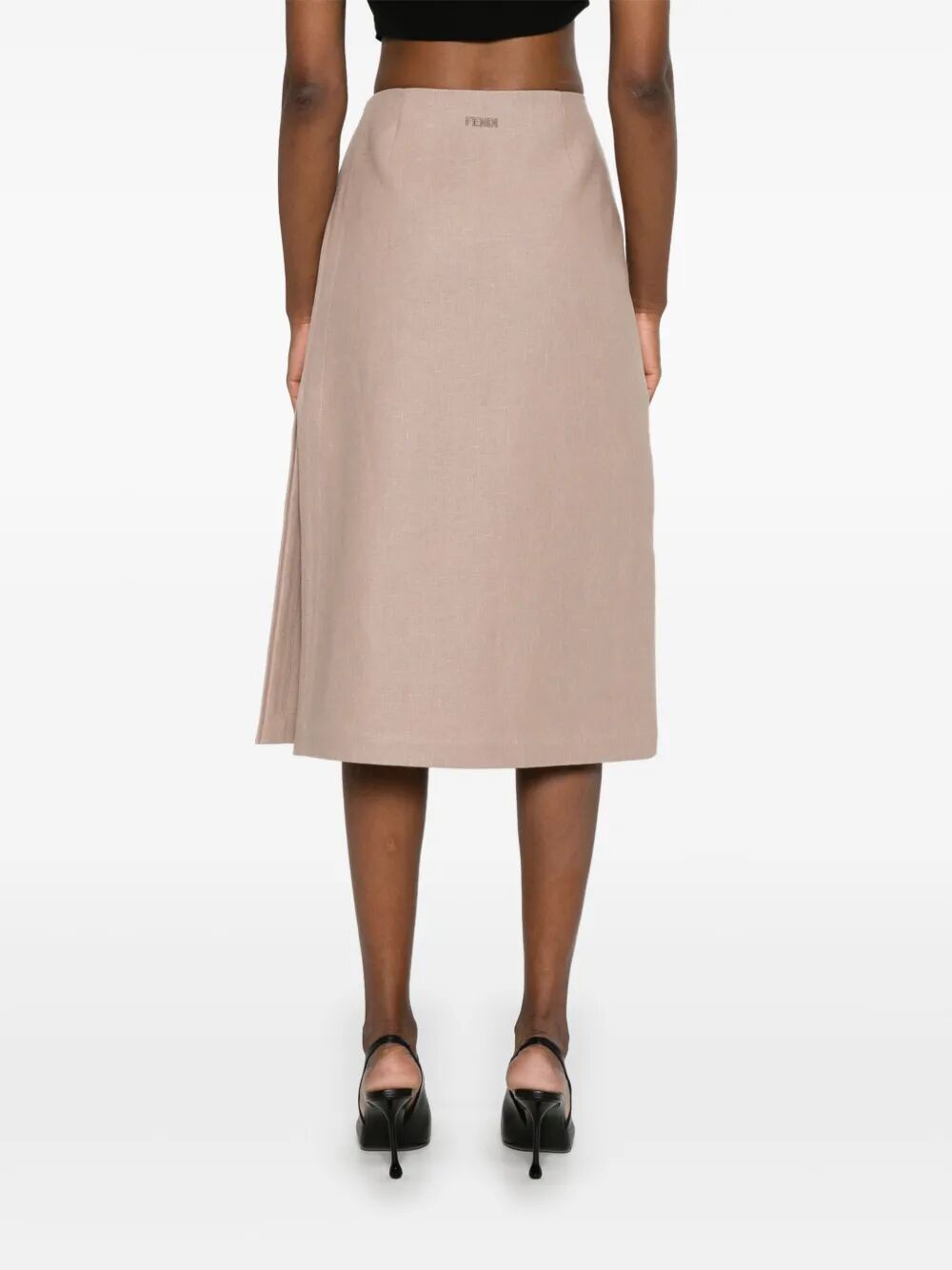 Fendi Women Waxed Linen Straight Midi Skirt FENDI