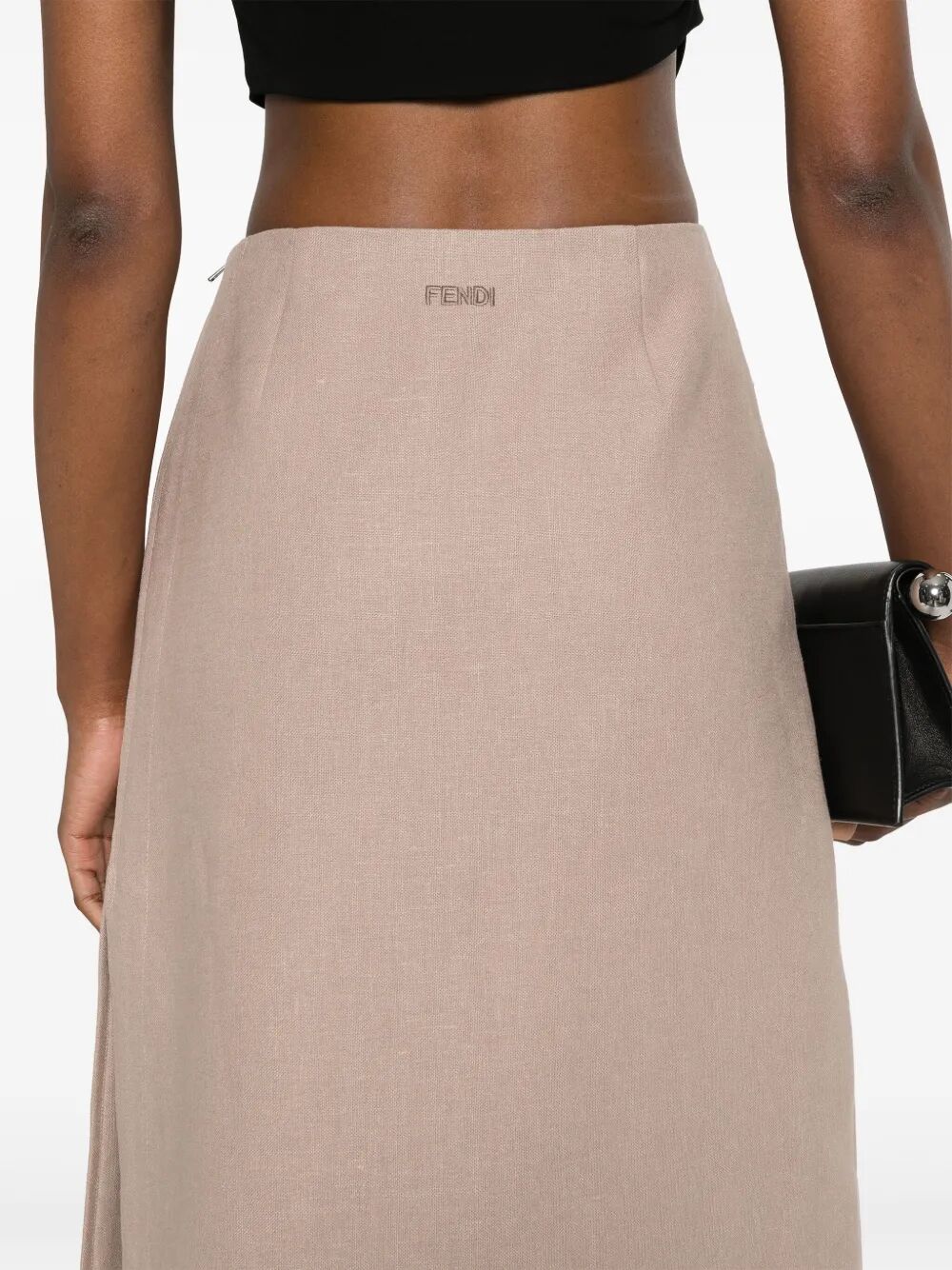 Fendi Women Waxed Linen Straight Midi Skirt FENDI