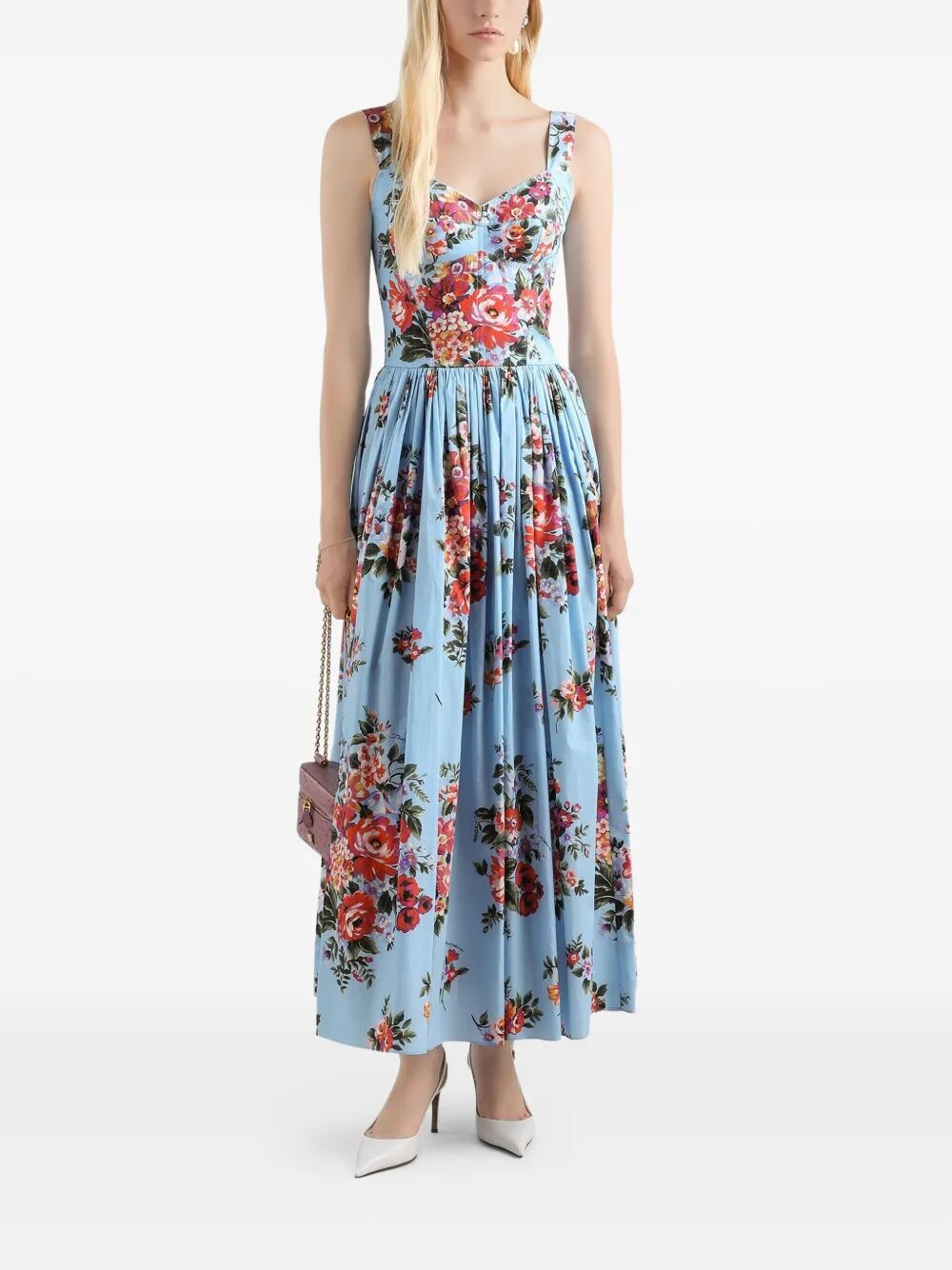 Dolce & Gabbana Women Flower Bouquet-Print Cotton Long Dress DOLCE & GABBANA