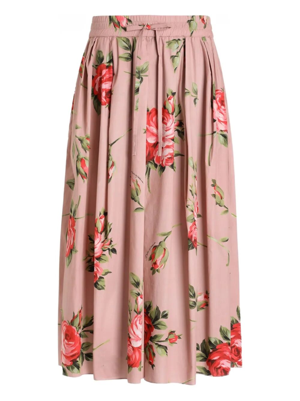 Dolce & Gabbana Women Rose Bouquet-Print Cotton Pleated Skirt DOLCE & GABBANA