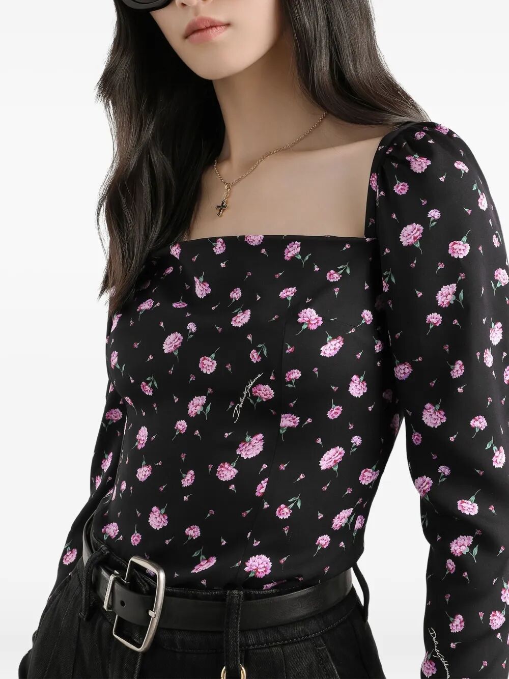 Dolce & Gabbana Women Carnations-Print Silk Top DOLCE & GABBANA