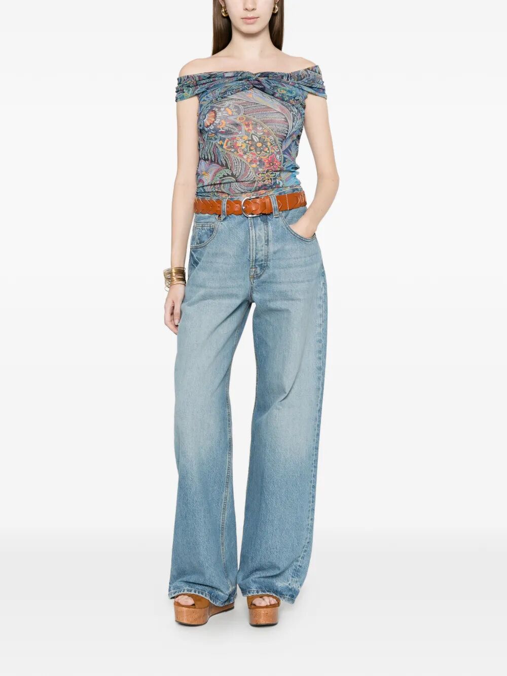 Etro Women Semi-Sheer Straight Neck Patterned Top ETRO