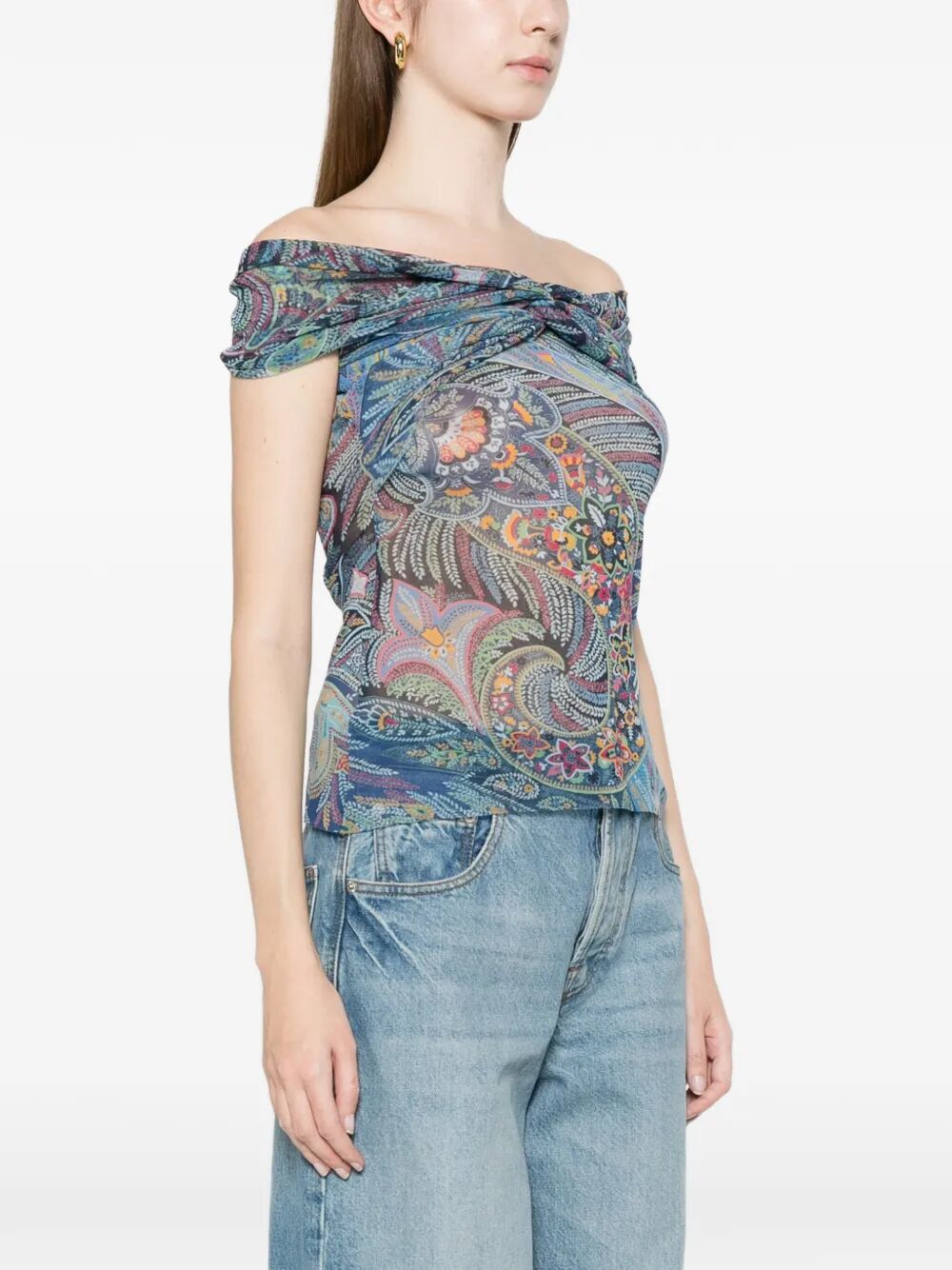 Etro Women Semi-Sheer Straight Neck Patterned Top ETRO