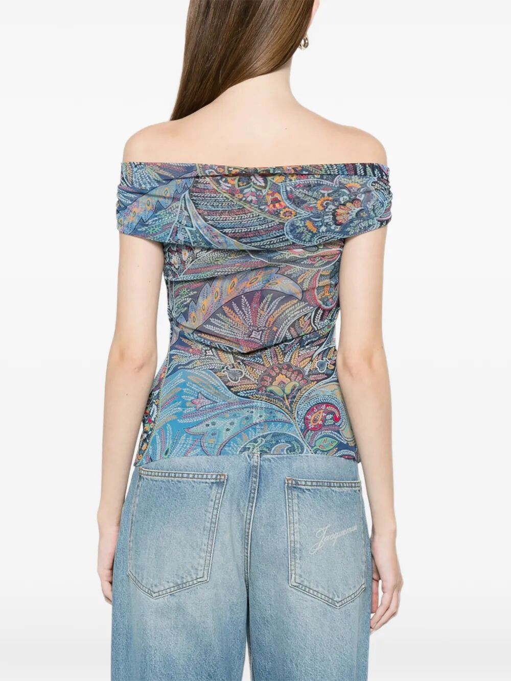 Etro Women Semi-Sheer Straight Neck Patterned Top ETRO