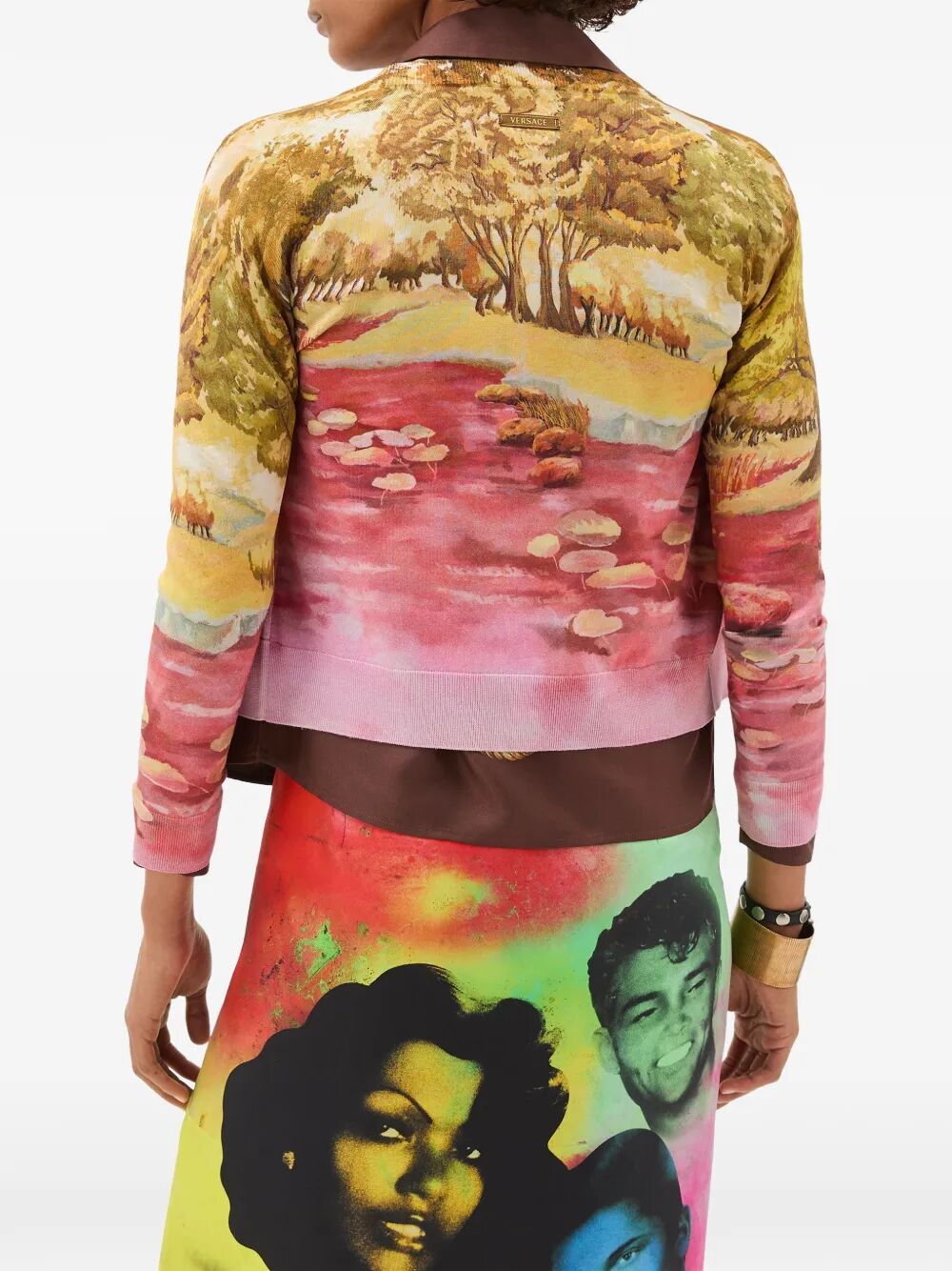 Versace Women "The Naturist" Print Silk Knit Cardigan VERSACE