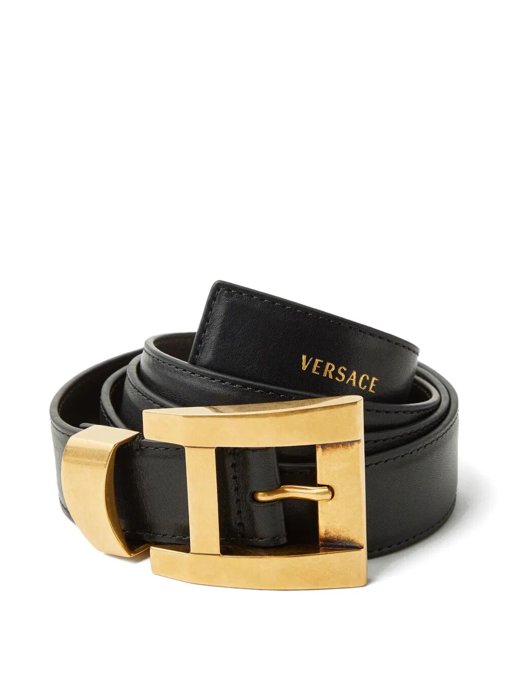 Versace Women Leather Belt With Versace Logo Lettering VERSACE