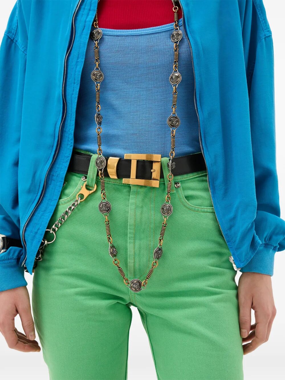 Versace Women Leather Belt With Versace Logo Lettering VERSACE